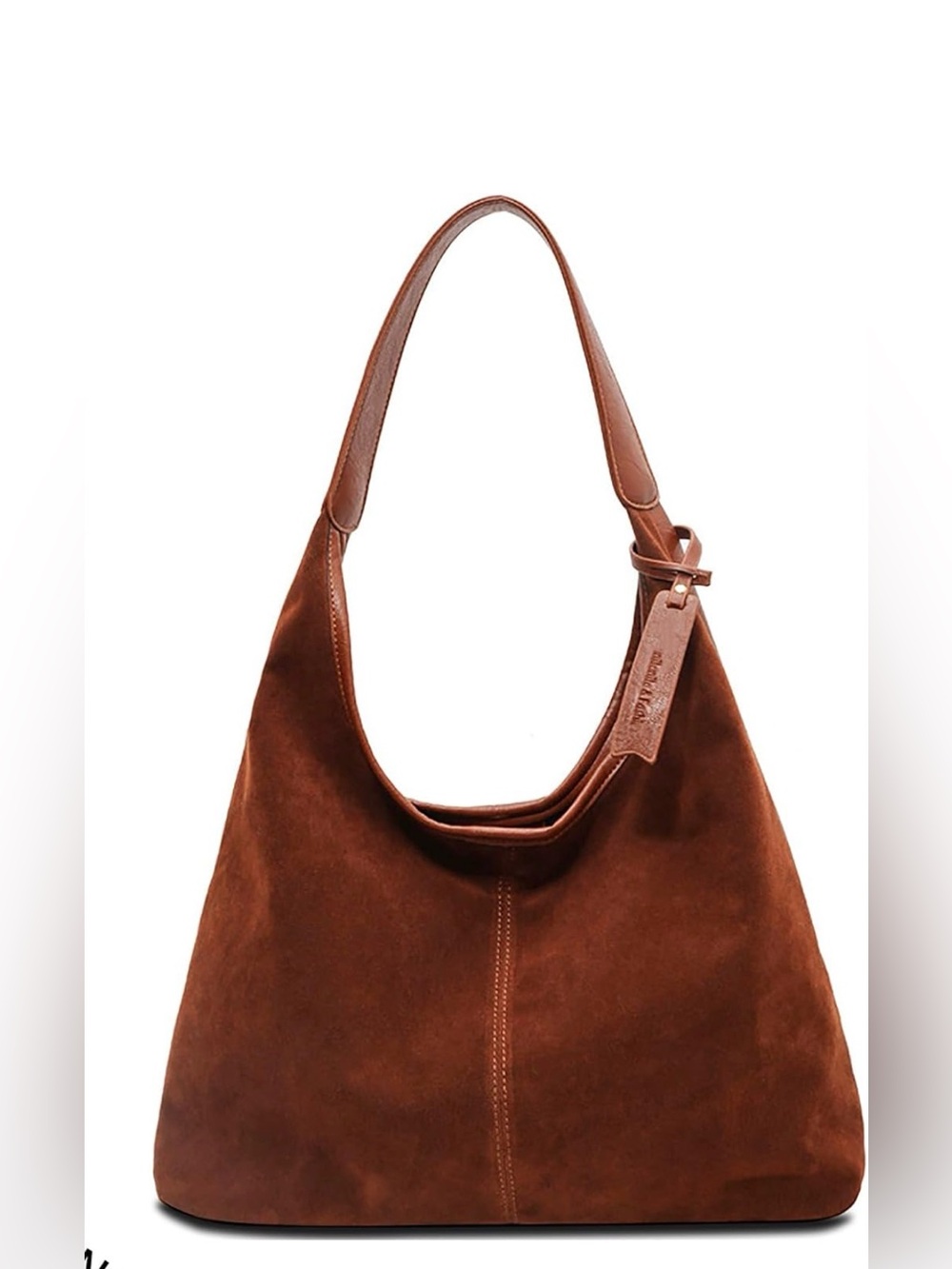 Faux Suede Slouchy Hobo  Shoulder Purse Brown-New